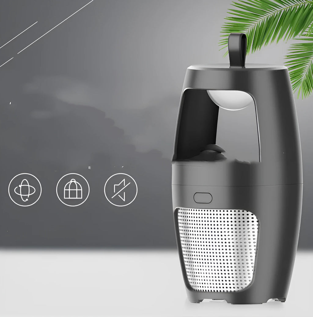 Indoor mosquito killer lamp with USB cable, black or white colour, dimensions 115x115x227mm