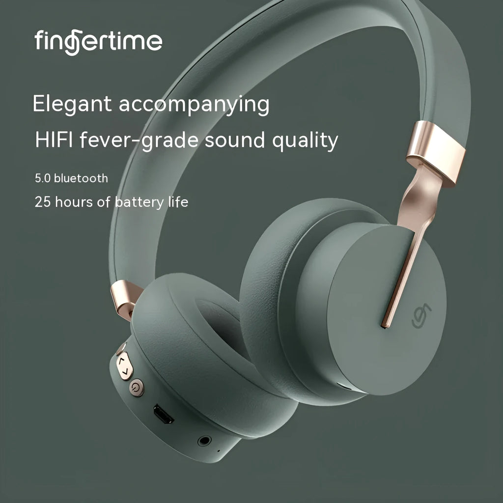 Solid colour Bluetooth headset worn on head with 10-metre wireless range for calls and music