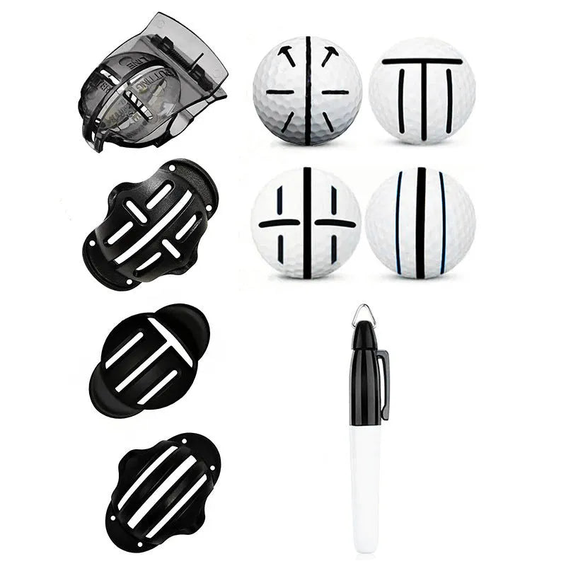 Golf scriber putter alignment tool set with 4 plastic scribers and 4 drawing pens for marking putting lines