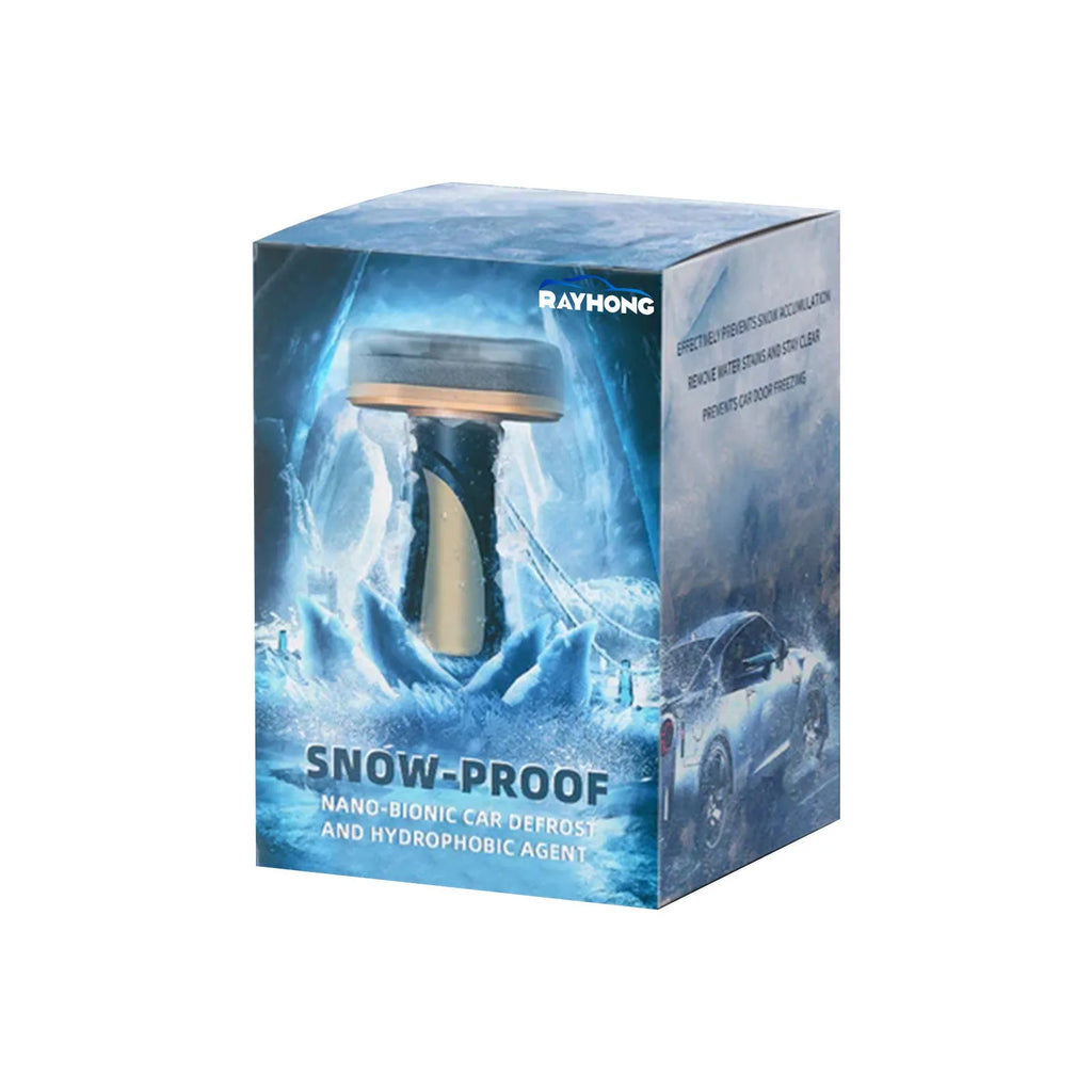Compact hydrophobic nano coating car snow brush made from white PE plastic.