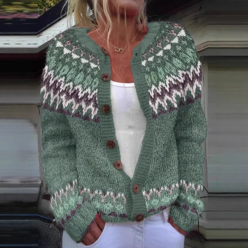 Women's loose spandex cardigan coat with long regular sleeves and digital 3D print, Style 1, sizes S to 5XL