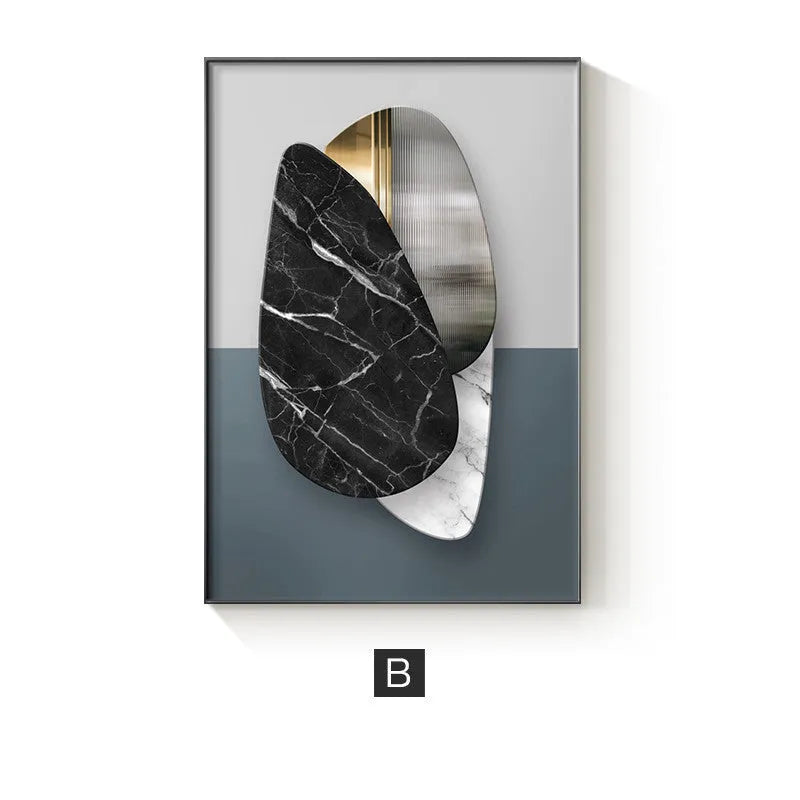 Abstract geometric pattern printed on a canvas wall poster, showing one of nine available style variations.