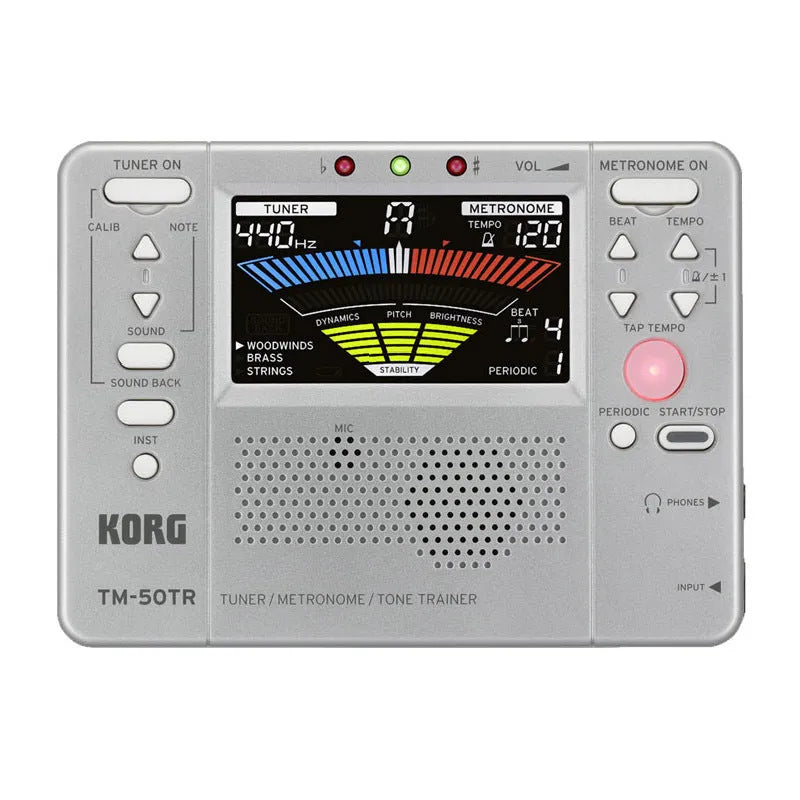Tuner Piano Guitar Universal Metronome with digital display showing tempo settings and rhythm patterns