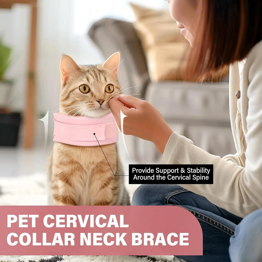 Soft grey cat cone collar for post-surgery recovery showing neck brace design