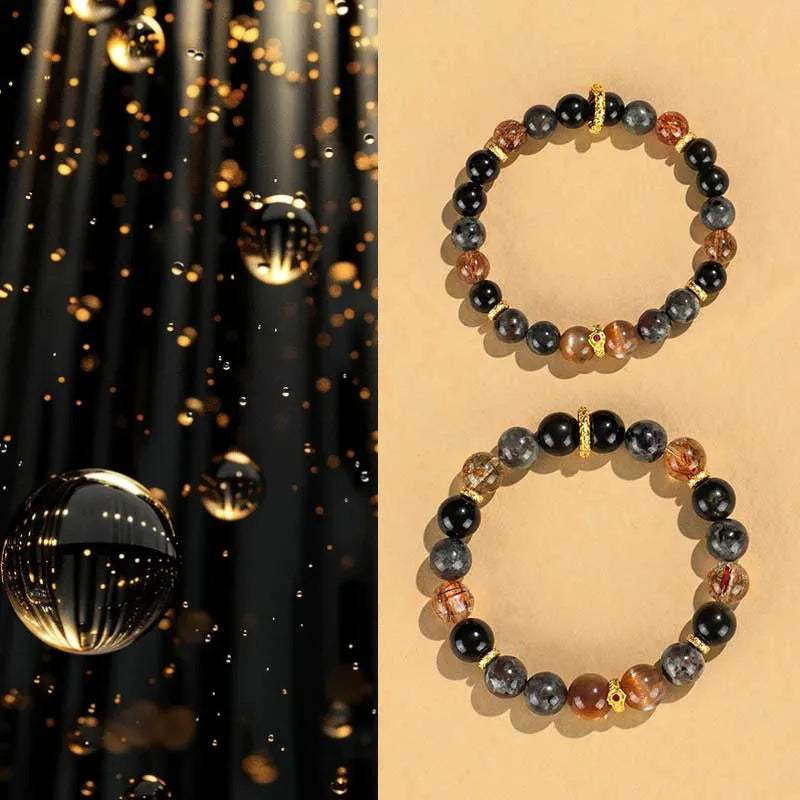 Black Sunstone flame stone same bracelet manual craftsmanship unisex couple design