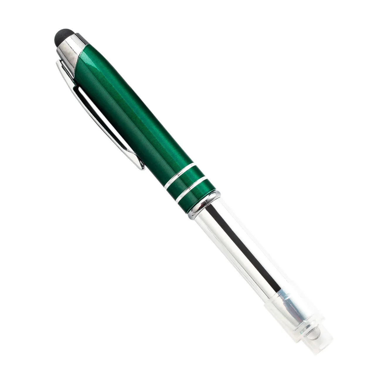 Multifunctional metal pen with capacitive stylus tip and LED light in five colour options