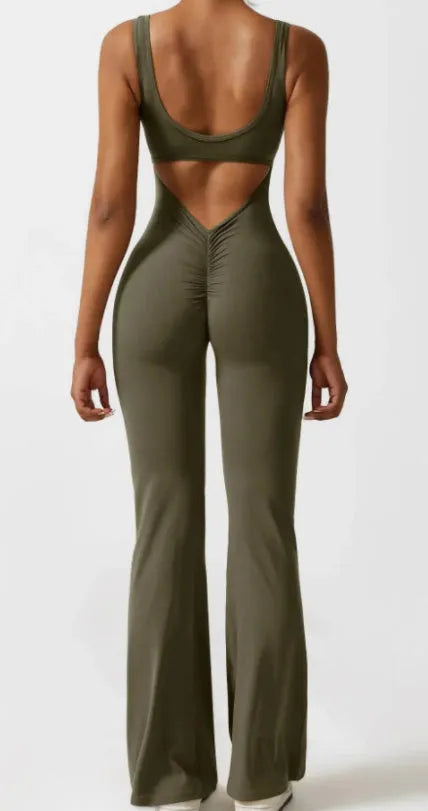 Women's tight yoga bodysuit in milk silk fabric with chest pad, available in black, grey, blue, light brown, sizes XS to XL