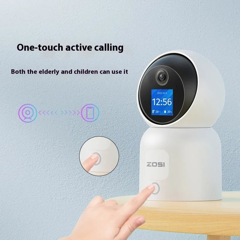 Zhou Shi wireless indoor security camera with large screen and AI face detection technology