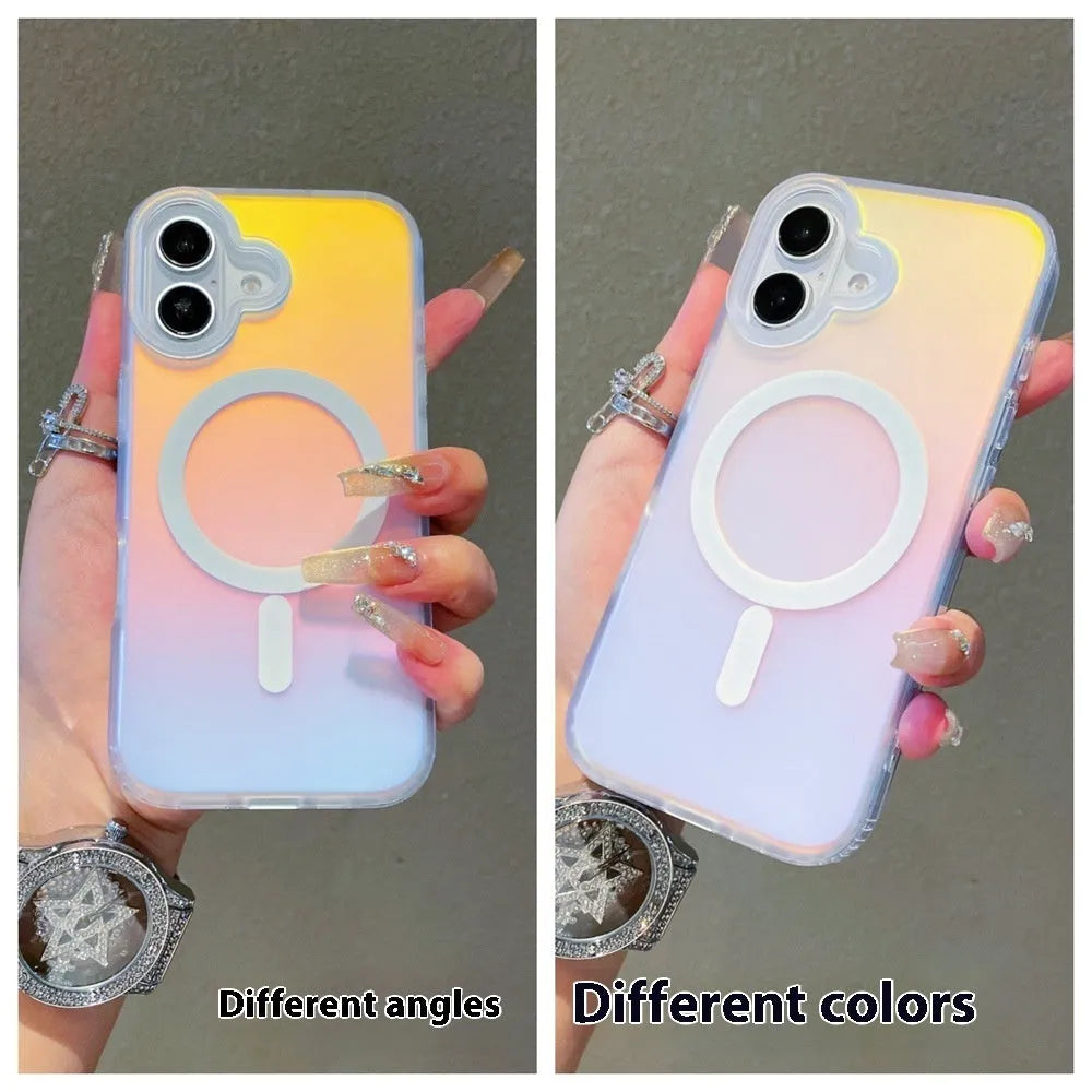 Laser gradient frosted magnetic phone case for iPhone 17 series in minimalist back cover style