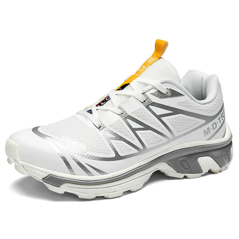 Low-top hiking shoes with mesh lining and rubber soles in khaki colour with front lace-up design