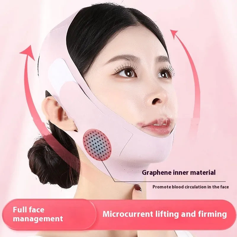 Green and purple lightweight V face shaping mask for facial lifting and tightening.