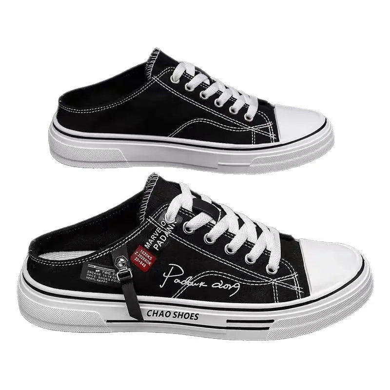 Men's canvas slip-on casual shoes in black and blue colour options