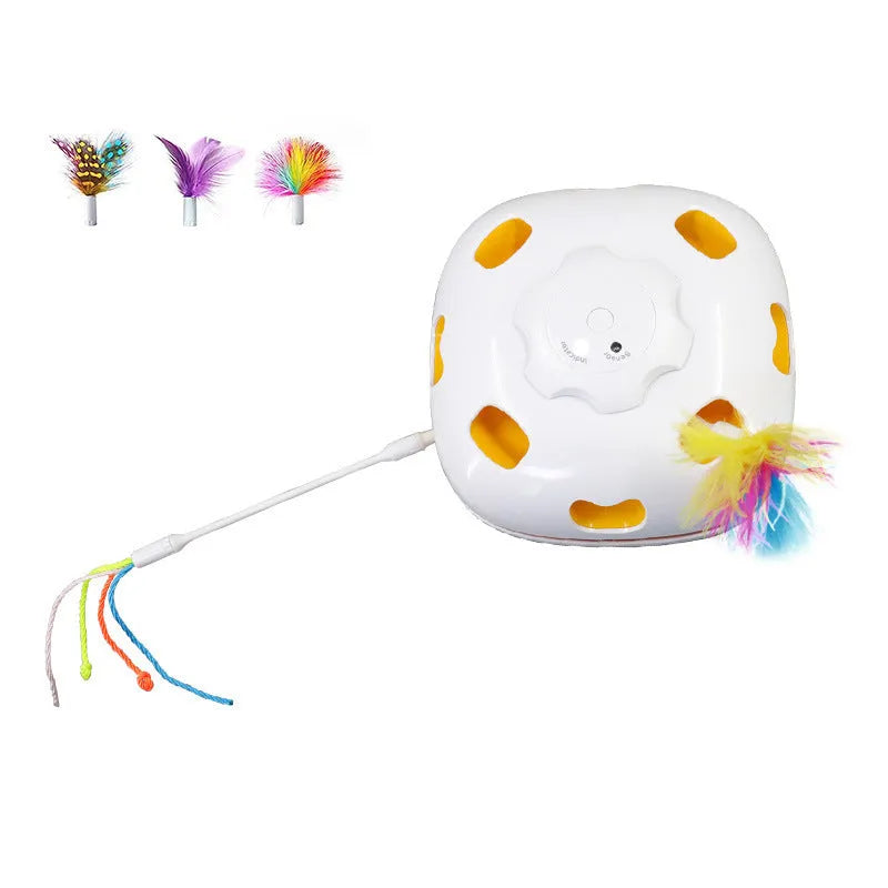 Plastic cat teaser toy measuring 19.8cm long with compact design for independent feline play