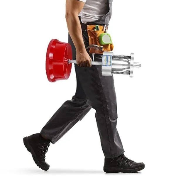 Portable hub balancer with bull's eye level for tyre balancing, aluminium head, and non-rust enamel base