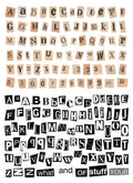 English letters and numbers symbol label stickers in cute style with printed symbols for decoration and organisation