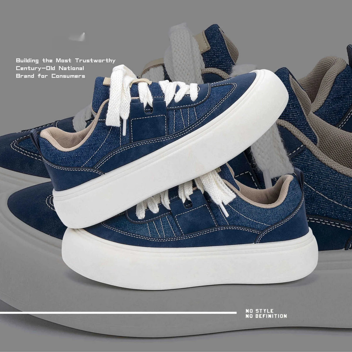 Men's black platform canvas shoes with round toe and lace-up front, showing raised heel design.