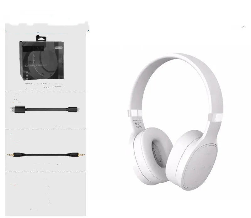 Wireless Bluetooth headset with head-mounted design shown in black, white, blue, and dark grey colour options.