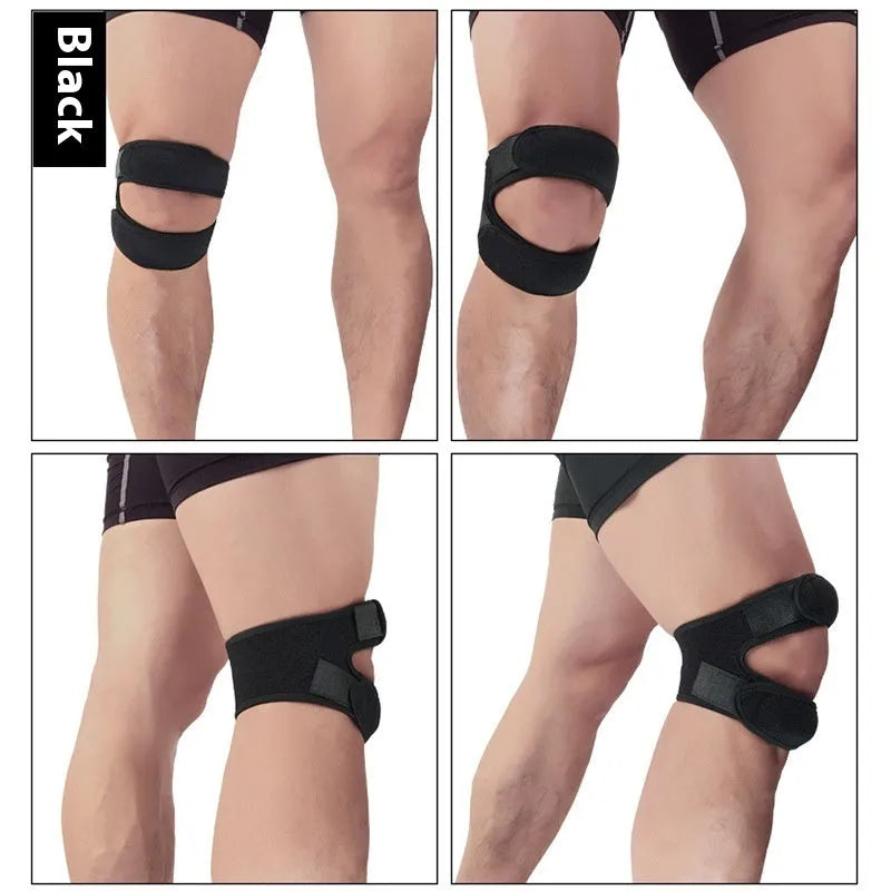 One pair of protective sports knee pads designed for shock absorption during basketball and football.