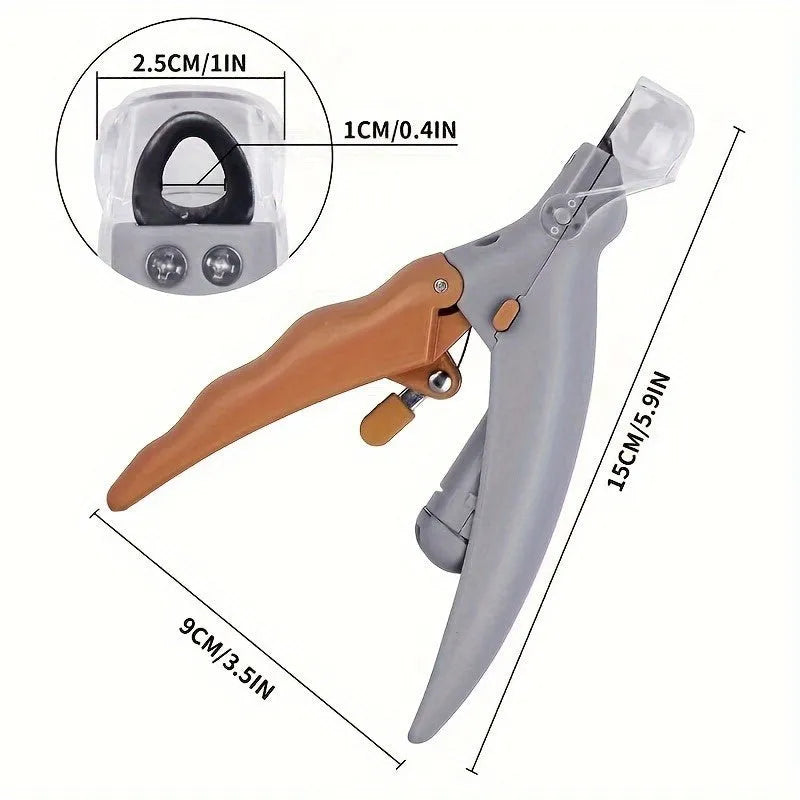 Yellow LED light pet nail trimmer with magnifying glass for cutting cat and dog nails
