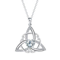 A geometry-shaped Celtic knot pendant necklace for women in an electroplated copper finish.