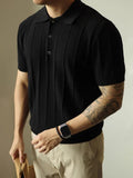 Men's black and white polyester pullover t-shirt, loose-fitting casual top
