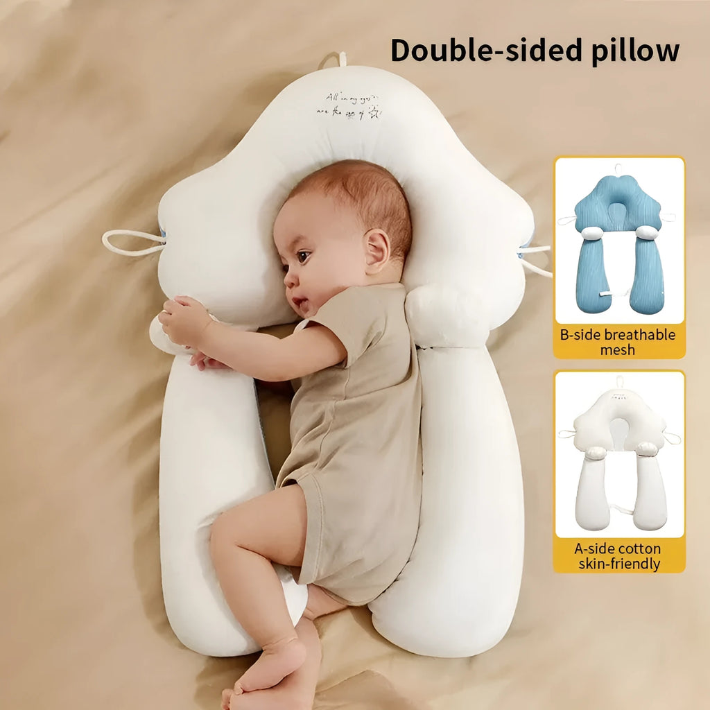 U-shaped baby head shaping pillow in pure cotton fabric with detachable support column