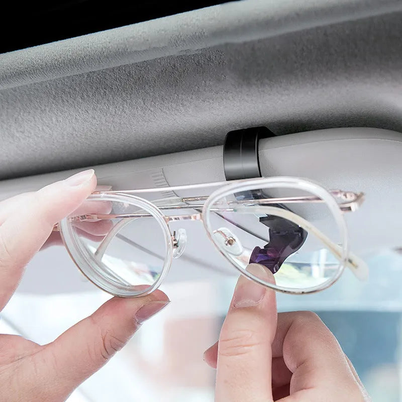 Black plastic car clip for sunshades, holding glasses and tickets, 6.5cm long