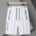 Men's black quick-drying sports shorts with loose fit and medium elastic waistband for summer athletic activities