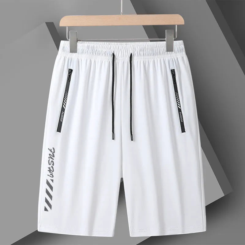 Men's black quick-drying sports shorts with loose fit and medium elastic waistband for summer athletic activities