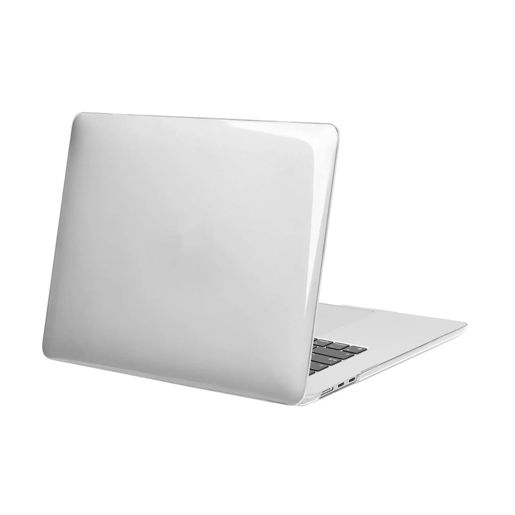 Transparent hard protective shell for MacBook Air and Pro laptops on a desk