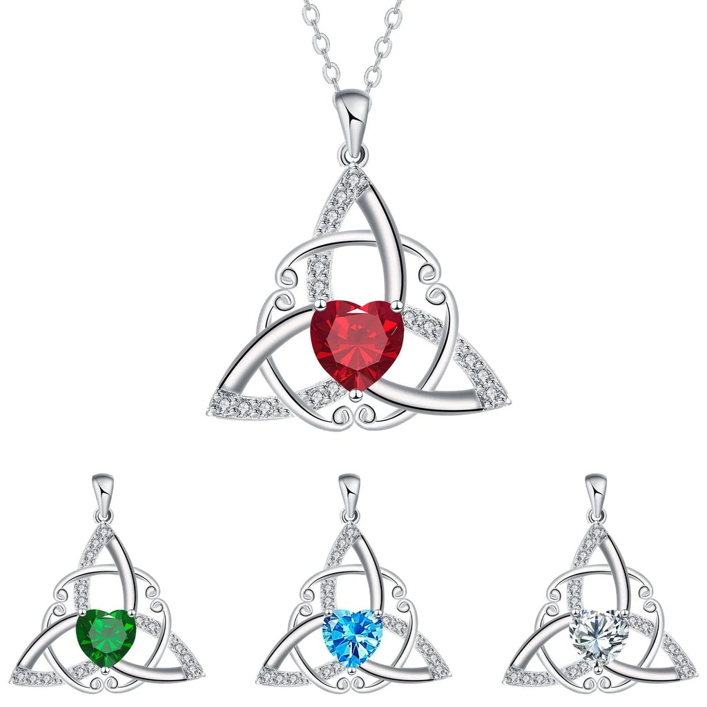 A geometry-shaped Celtic knot pendant necklace for women in an electroplated copper finish.
