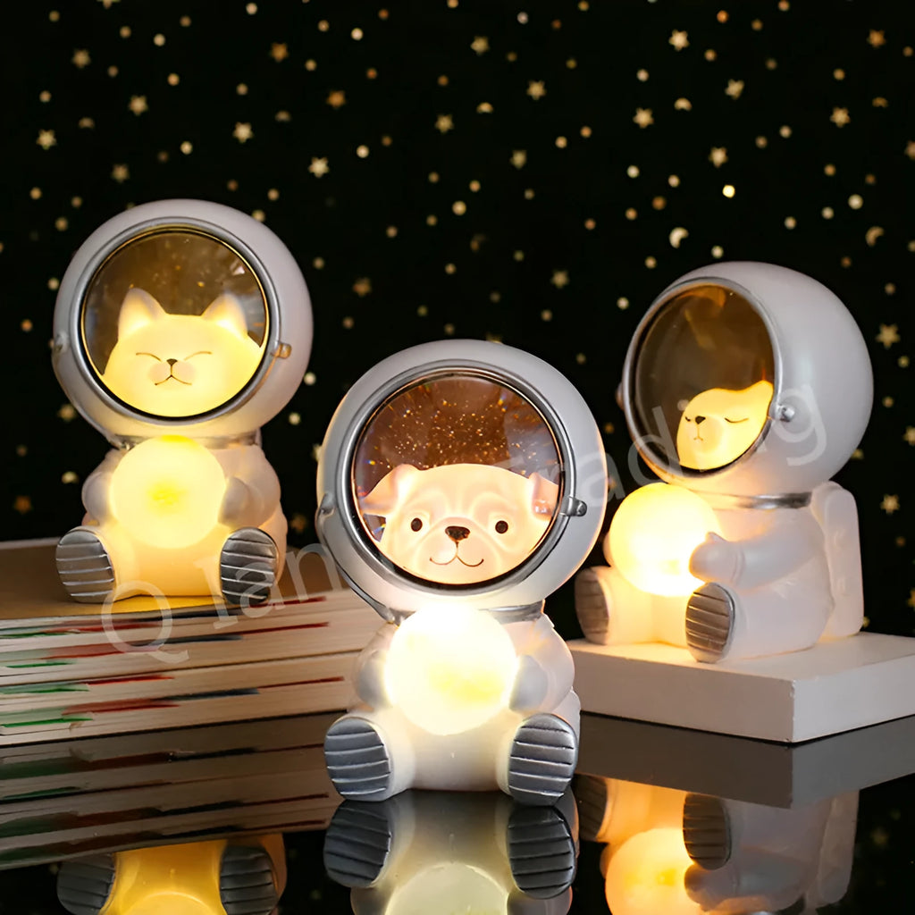 Animal-themed resin LED night light projecting starry sky pattern