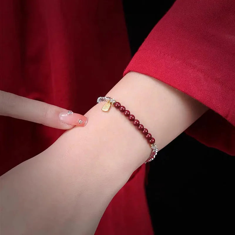 Silver electroplated copper couple bracelet with white K geometric round beads 16cm length