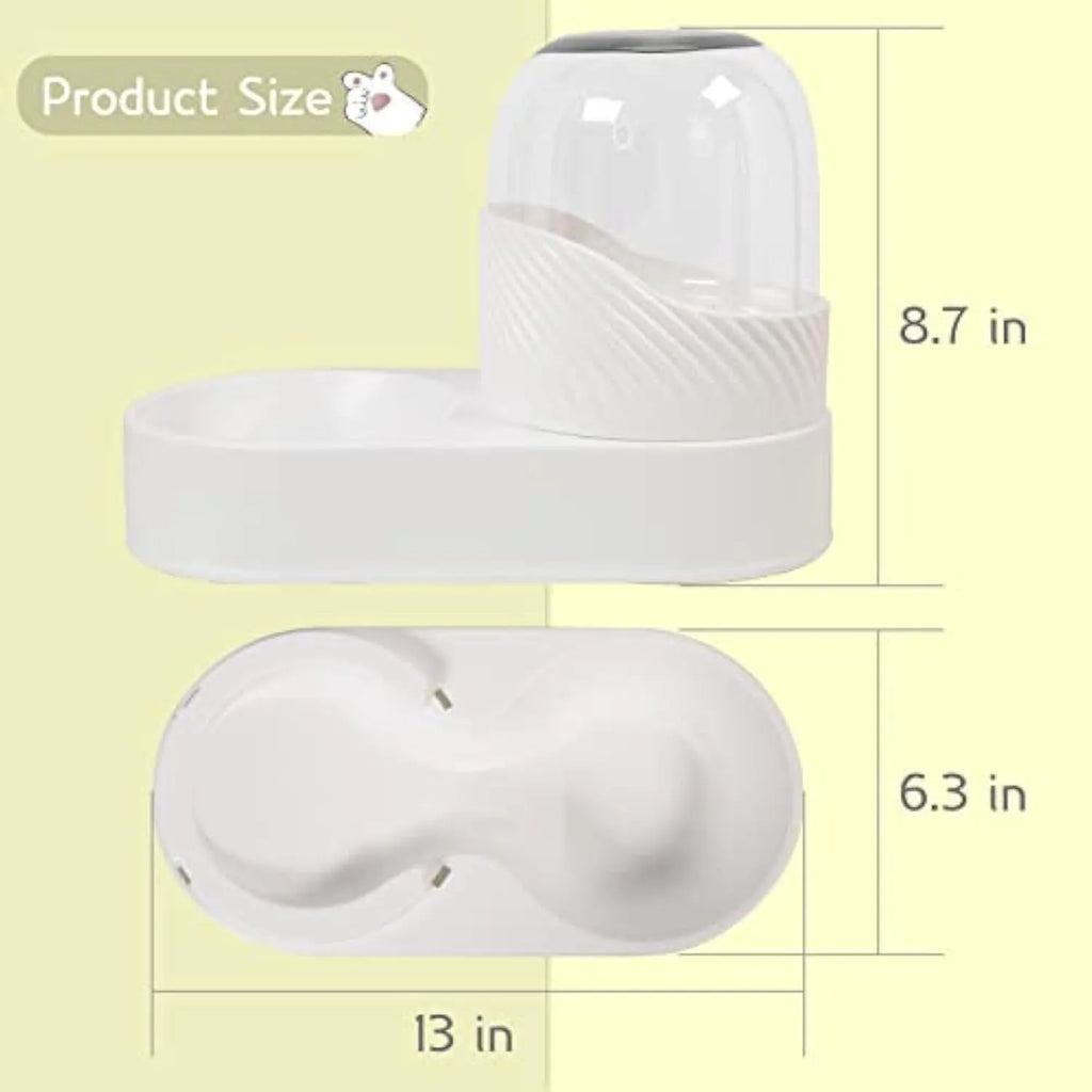White cat feeder and water dispenser set with wave-shaped design, each unit holding 2000ml