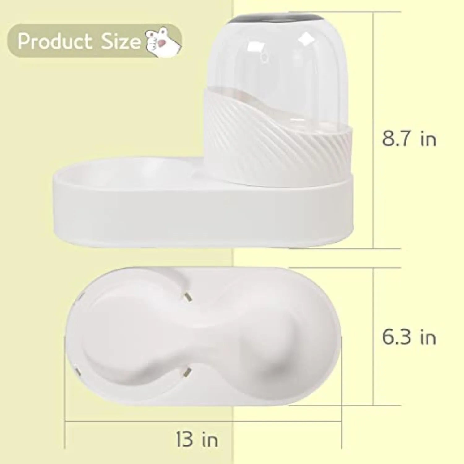 White cat feeder and water dispenser set with wave-shaped design, each unit holding 2000ml