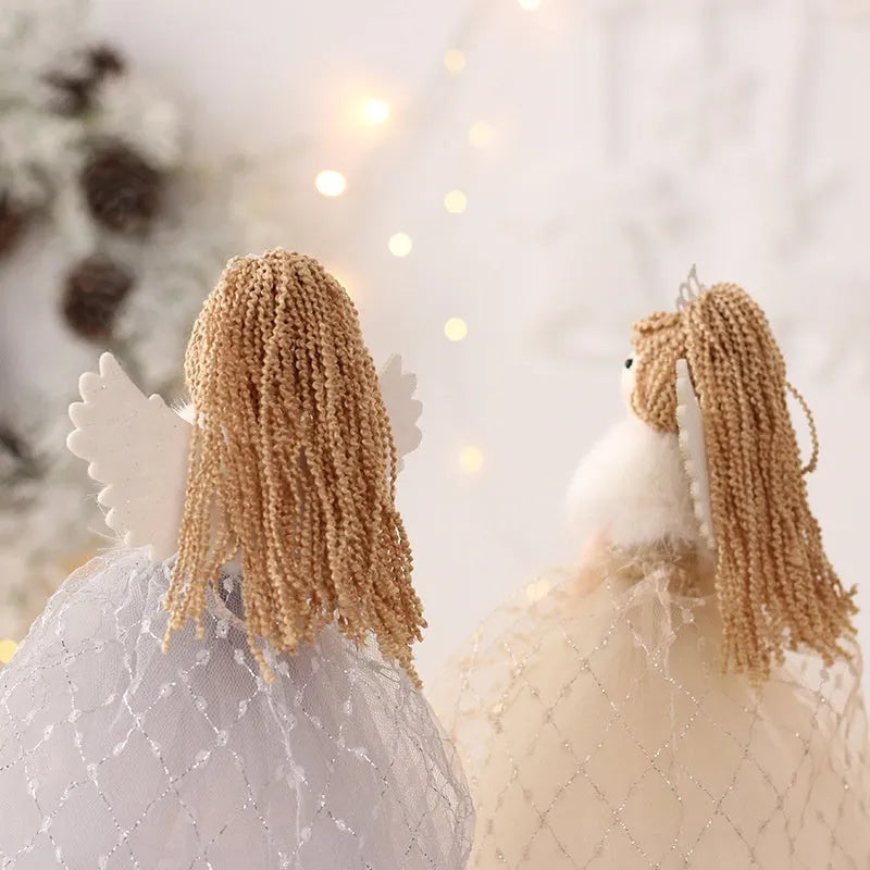 Gold non-woven fabric angel doll ornament measuring 26cm tall for shelf decoration