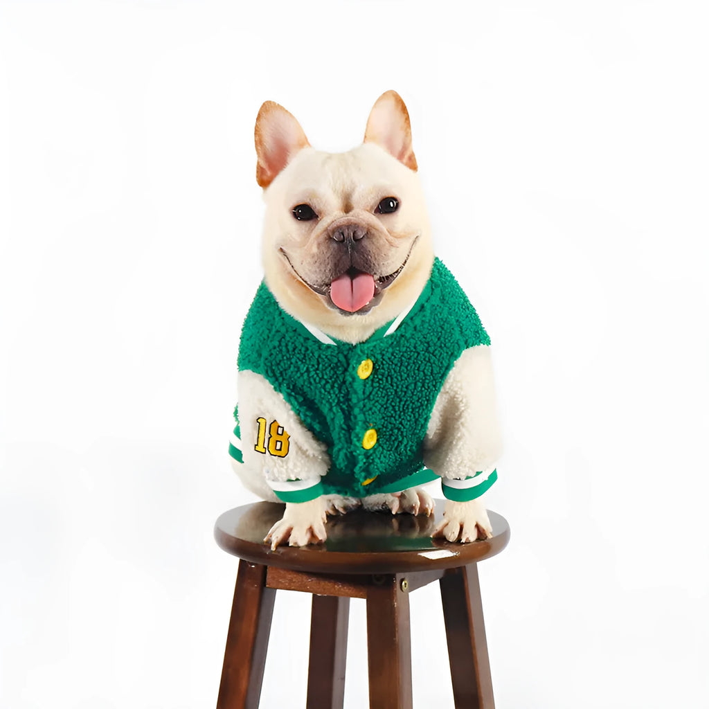 Green cotton dog winter coat with fleece lining for large breeds sizes L to 4XL