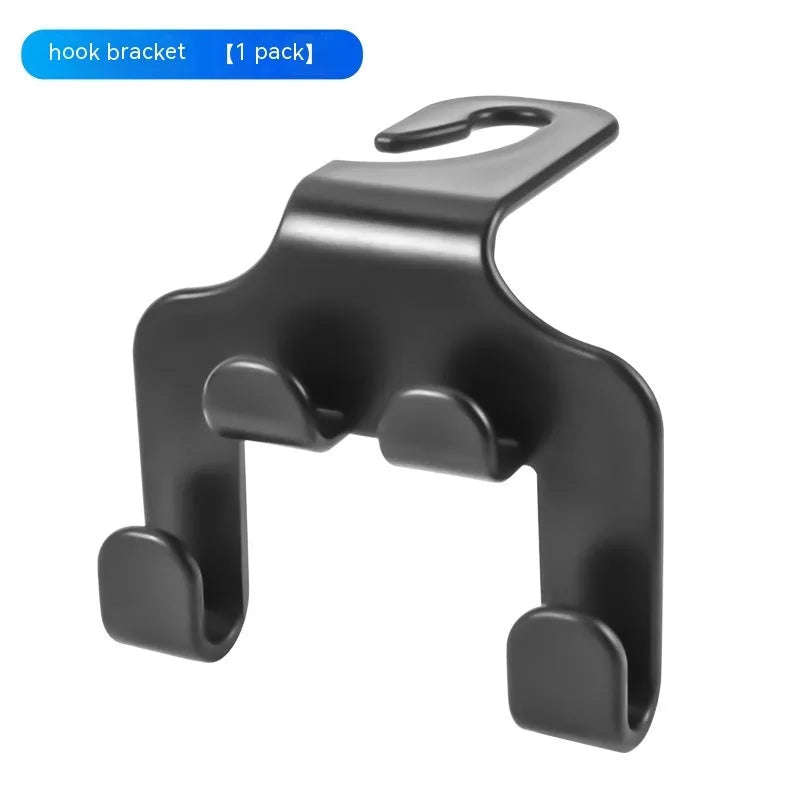 Two white ABS plastic car multifunction holder hooks mounted on a car dashboard.