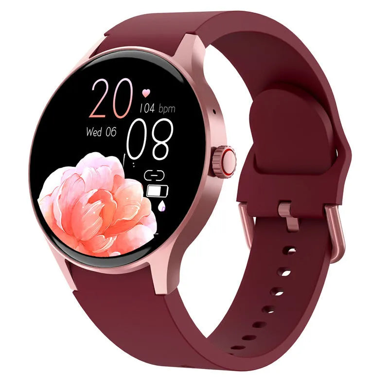 Men's and women's smart Bluetooth sport watch with 1.43-inch round screen in black, blue, pink, or red colour options