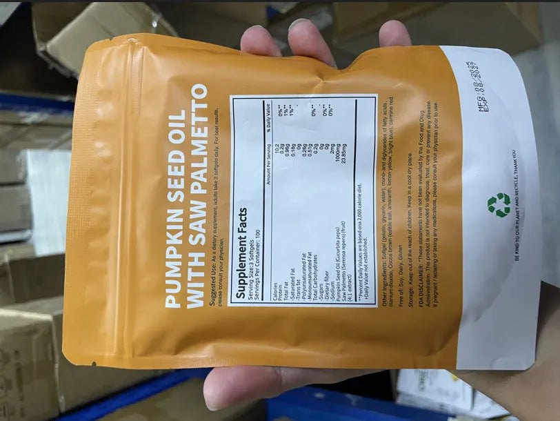 Single yellow pumpkin seeds soft capsule dietary supplement for adults