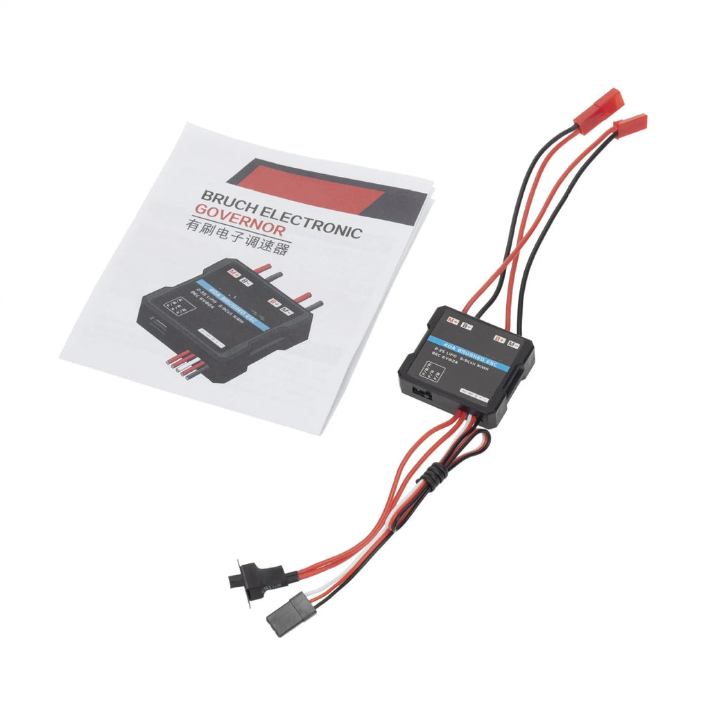 Small Boat 40A brushed electronic speed controller for RC models with connectors and adjustable climbing mode