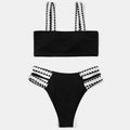 Black women's swimsuit bikini with hollowed-out design and split-side bottoms