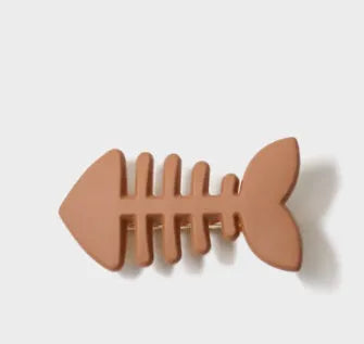 Plastic resin fishbone barrette duckbill hair clip in khaki beige black brown grey colours