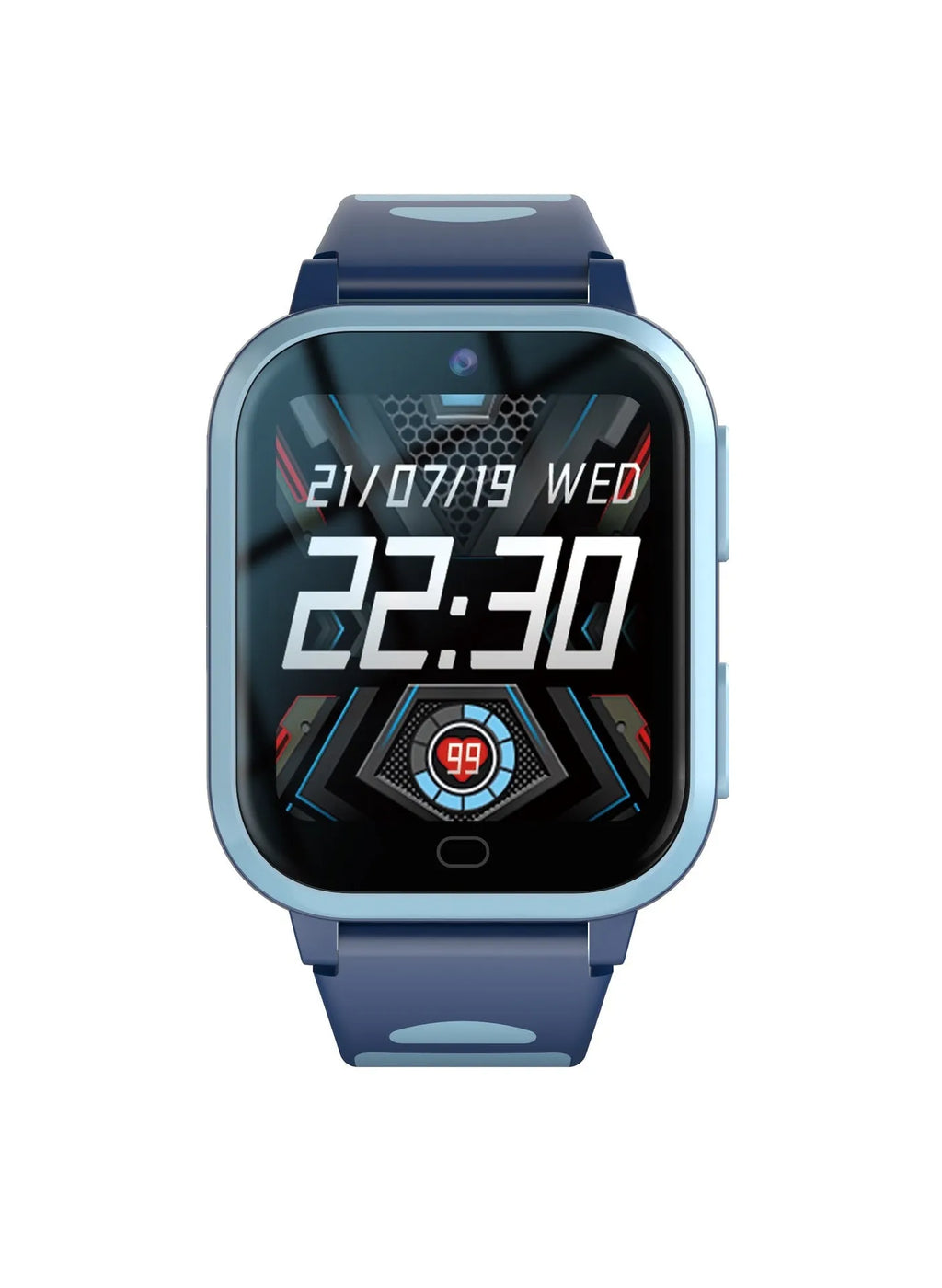 Child's 4G smartwatch with colour touchscreen on a wrist strap in black, blue, or pink