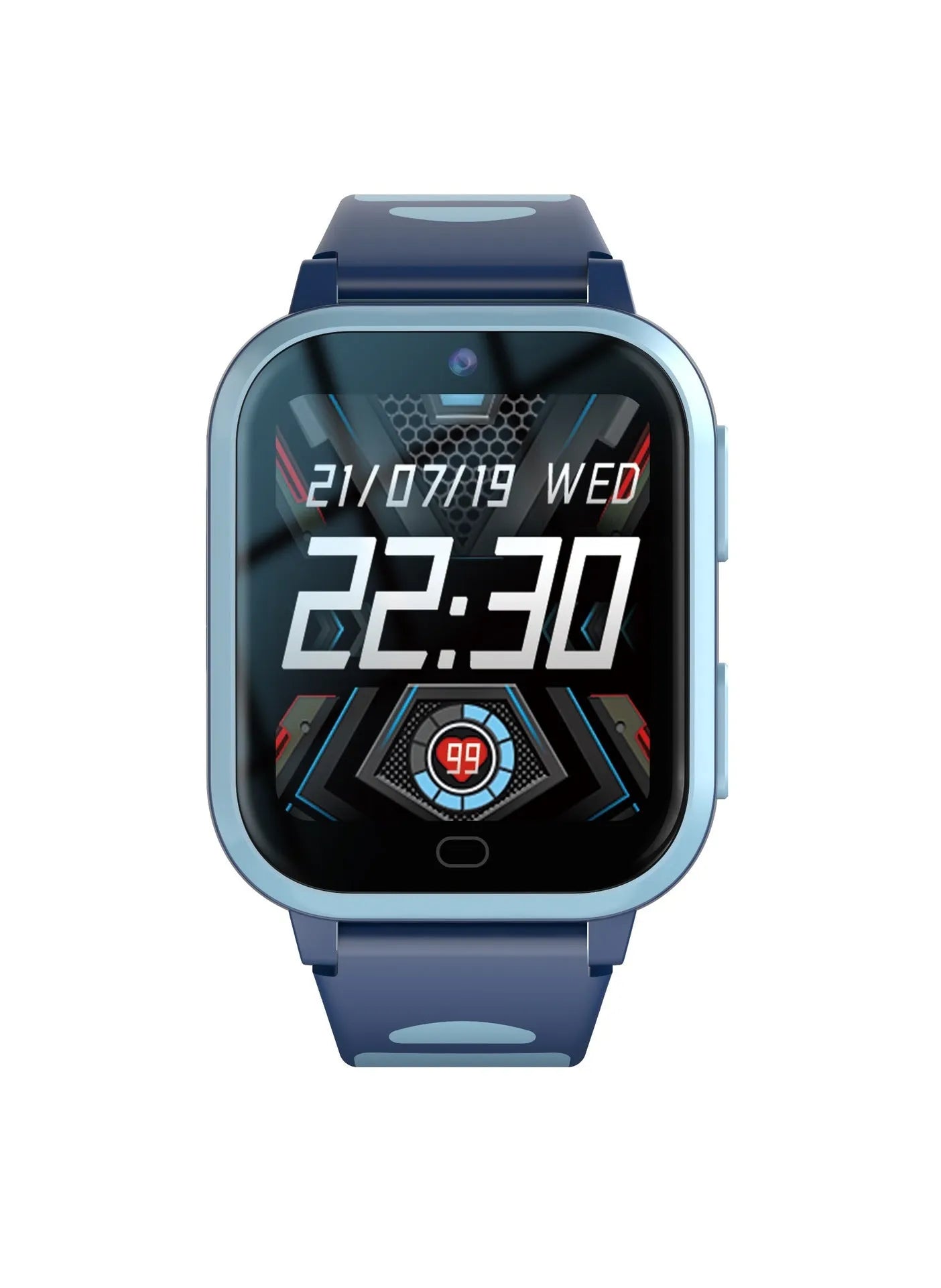 Child's 4G smartwatch with colour touchscreen on a wrist strap in black, blue, or pink