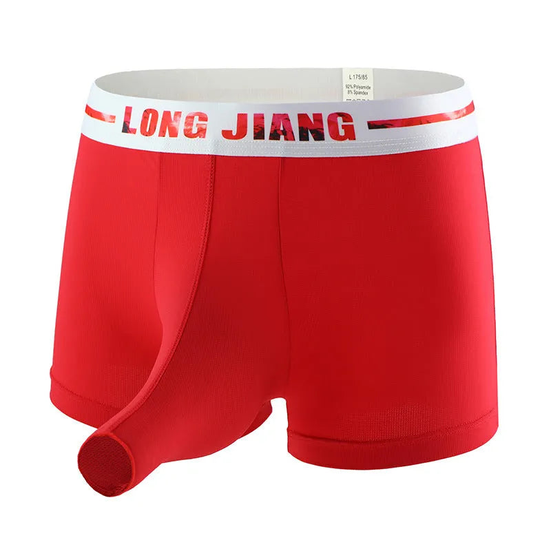 Men's ice silk thin boxers in multiple colours showing mid-waist design and breathable fabric texture