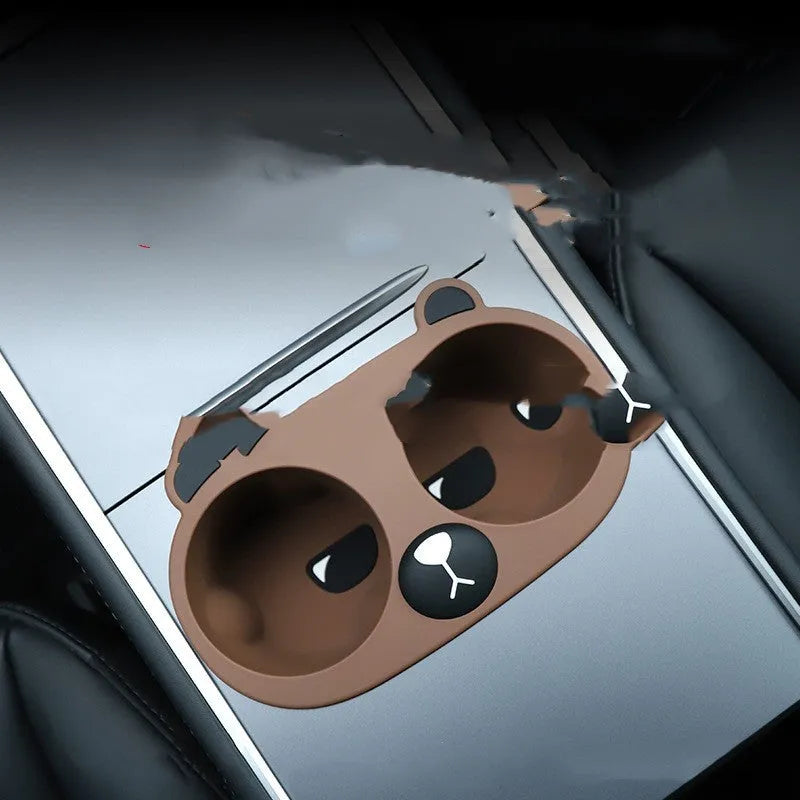 Silicone cup holder limiter in grey colour showing flexible design for car central control applications