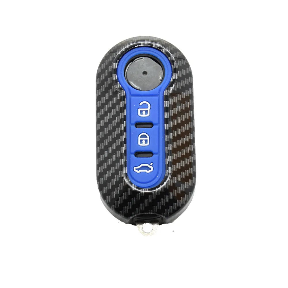 Fiat 500 Boyue Ottimo Viaggio ABS plastic remote key shell case in black, red, and dark blue.