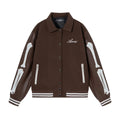 Women's bone embroidered wool blend jacket in apricot colour showing embroidery detail