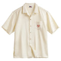 Bamboo pattern Cuban collar shirt for men in light apricot colour with plant and flower design